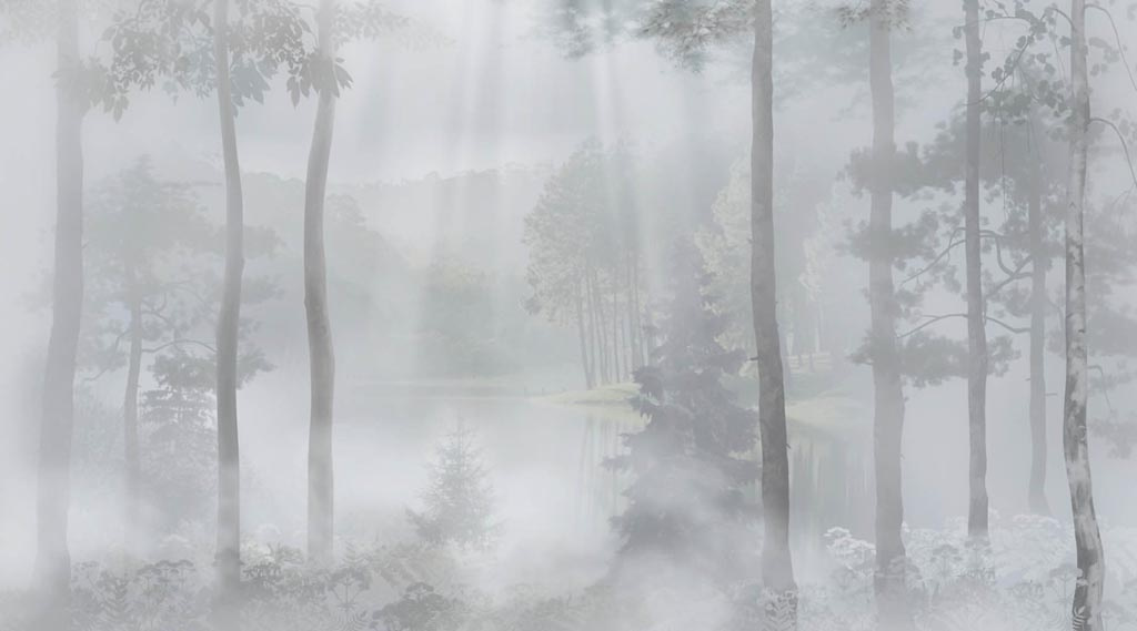 Фотообои Лес у озера в тумане